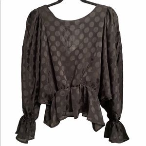 BB Dakota Batwing Polka Dot Black Blouse